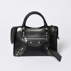 Very Good Condition BALENCIAGA Giant Mini City Handbag Shoulder Bag 2way Black 509544 Silver Hardware Used 4a000045