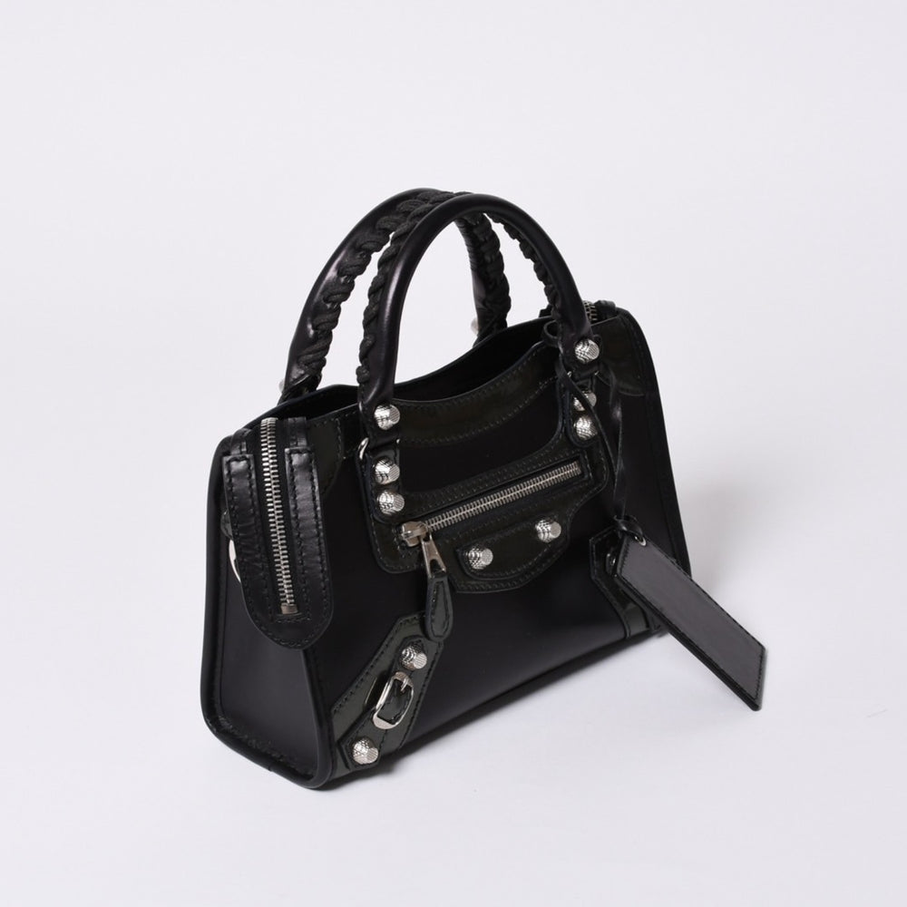 極美品 BALENCIAGA バレンシアガ ジャイアントミニシティ ハンドバッグ ショルダーバッグ 2wayブラック 509544 シルバー金具 中古 4a000045