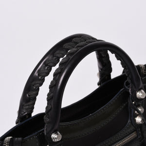 Very Good Condition BALENCIAGA Giant Mini City Handbag Shoulder Bag 2way Black 509544 Silver Hardware Used 4a000045