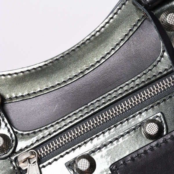 Very Good Condition BALENCIAGA Giant Mini City Handbag Shoulder Bag 2way Black 509544 Silver Hardware Used 4a000045