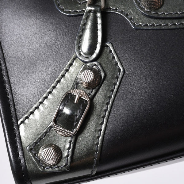 Very Good Condition BALENCIAGA Giant Mini City Handbag Shoulder Bag 2way Black 509544 Silver Hardware Used 4a000045