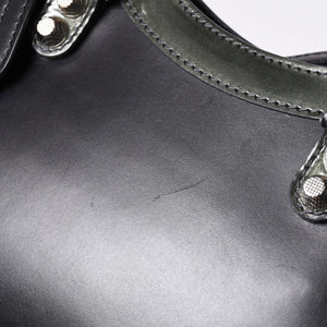 Very Good Condition BALENCIAGA Giant Mini City Handbag Shoulder Bag 2way Black 509544 Silver Hardware Used 4a000045