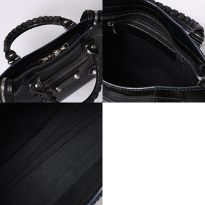 Very Good Condition BALENCIAGA Giant Mini City Handbag Shoulder Bag 2way Black 509544 Silver Hardware Used 4a000045
