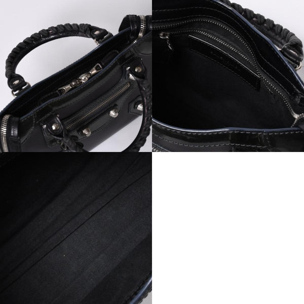 Very Good Condition BALENCIAGA Giant Mini City Handbag Shoulder Bag 2way Black 509544 Silver Hardware Used 4a000045