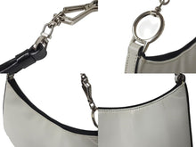 画像をギャラリービューアに読み込む, PRADA プラダ レザー ホーボー ワンショルダーバッグ ホワイト ブラック ロゴ シルバー金具 美品 中古 4b000157