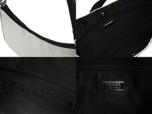 画像をギャラリービューアに読み込む, PRADA プラダ レザー ホーボー ワンショルダーバッグ ホワイト ブラック ロゴ シルバー金具 美品 中古 4b000157