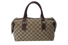 Load image into Gallery viewer, GUCCI グッチ ハンドバッグ 113009 GGキャンバス レザー ベージュ ボルドー シルバー金具 イタリア製 美品 中古 4b000158