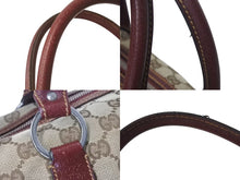 Load image into Gallery viewer, GUCCI グッチ ハンドバッグ 113009 GGキャンバス レザー ベージュ ボルドー シルバー金具 イタリア製 美品 中古 4b000158