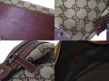 Load image into Gallery viewer, GUCCI グッチ ハンドバッグ 113009 GGキャンバス レザー ベージュ ボルドー シルバー金具 イタリア製 美品 中古 4b000158