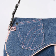 画像をギャラリービューアに読み込む, 極美品 CHRISTIAN DIOR クリスチャンディオール サドルバッグ ワンショルダーバッグ ガリアーノ期 デニム ピンク 中古 4a000166