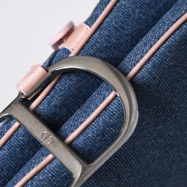 極美品 CHRISTIAN DIOR クリスチャンディオール サドルバッグ ワンショルダーバッグ ガリアーノ期 デニム ピンク 中古 4a000166