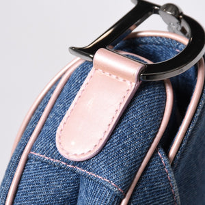 極美品 CHRISTIAN DIOR クリスチャンディオール サドルバッグ ワンショルダーバッグ ガリアーノ期 デニム ピンク 中古 4a000166
