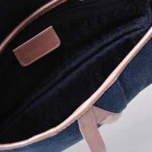極美品 CHRISTIAN DIOR クリスチャンディオール サドルバッグ ワンショルダーバッグ ガリアーノ期 デニム ピンク 中古 4a000166