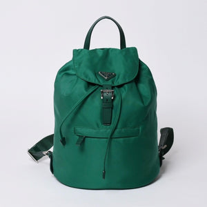極美品 PRADA プラダ リュックサック バックパック BZ0032 グリーン ナイロン サフィアーノレザー 中古 4a000141