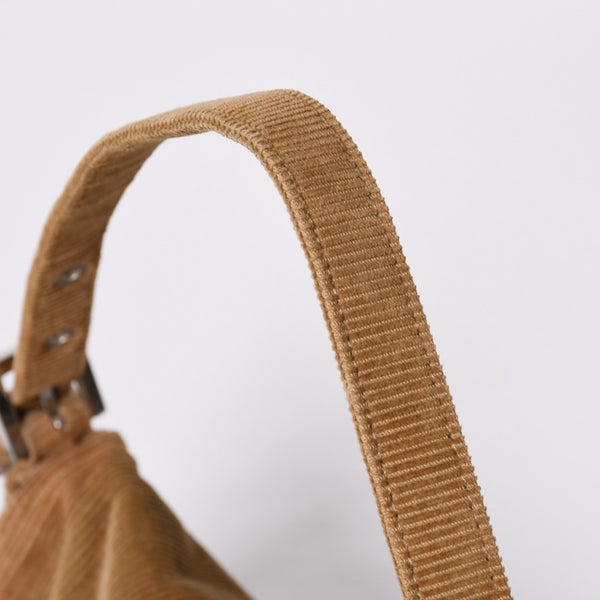 Very Good Condition FENDI Mamma Bucket Handbag 26424 Corduroy Beige Used 4a000159