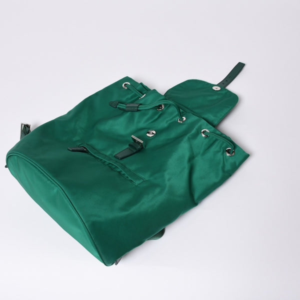 極美品 PRADA プラダ リュックサック バックパック BZ0032 グリーン ナイロン サフィアーノレザー 中古 4a000141