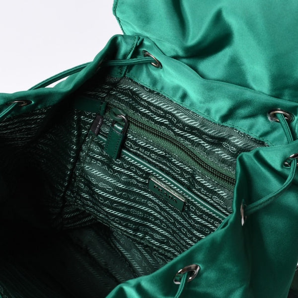 極美品 PRADA プラダ リュックサック バックパック BZ0032 グリーン ナイロン サフィアーノレザー 中古 4a000141