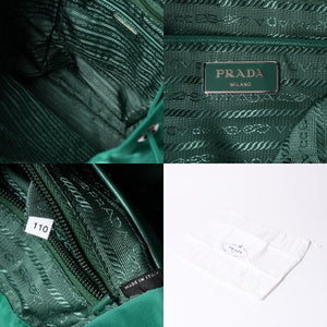 極美品 PRADA プラダ リュックサック バックパック BZ0032 グリーン ナイロン サフィアーノレザー 中古 4a000141