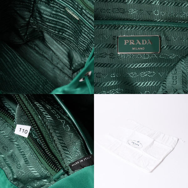 極美品 PRADA プラダ リュックサック バックパック BZ0032 グリーン ナイロン サフィアーノレザー 中古 4a000141
