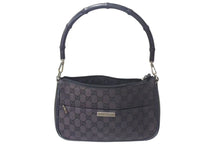 Load image into Gallery viewer, GUCCI グッチ バンブー ワンショルダーバッグ ハンドバッグ 001 3865 001553 GGキャンバス ブラック シルバー金具 美品 中古 4b000159