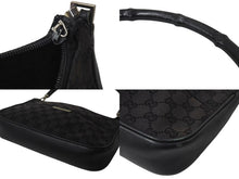 Load image into Gallery viewer, GUCCI グッチ バンブー ワンショルダーバッグ ハンドバッグ 001 3865 001553 GGキャンバス ブラック シルバー金具 美品 中古 4b000159