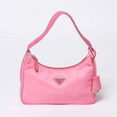 Very Good Condition PRADA Hobo One Shoulder Bag MV515 Triangle Logo Triangle Logo Plate Nylon Pink Used 4a000164