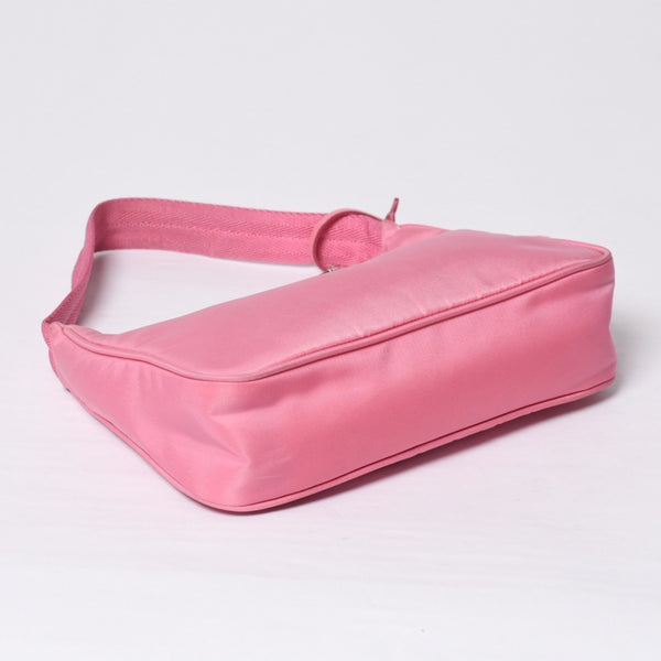 Very Good Condition PRADA Hobo One Shoulder Bag MV515 Triangle Logo Triangle Logo Plate Nylon Pink Used 4a000164