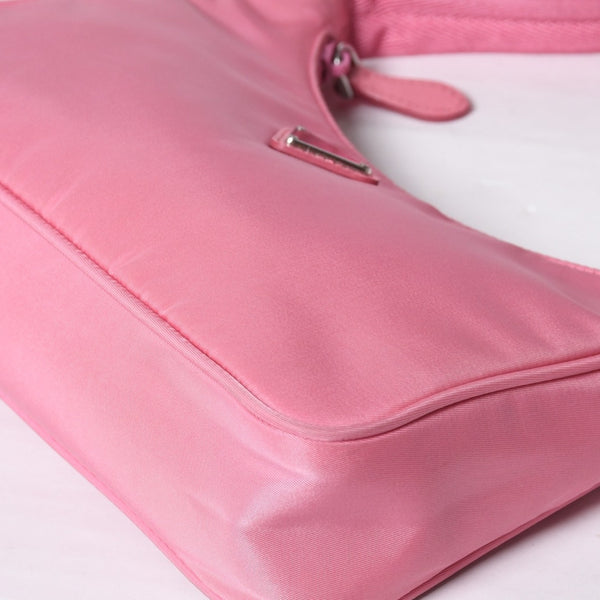 Very Good Condition PRADA Hobo One Shoulder Bag MV515 Triangle Logo Triangle Logo Plate Nylon Pink Used 4a000164