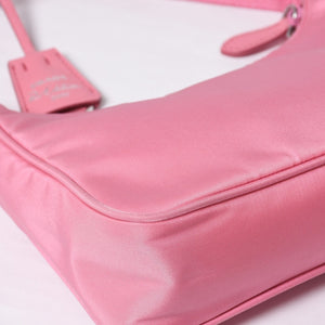 Very Good Condition PRADA Hobo One Shoulder Bag MV515 Triangle Logo Triangle Logo Plate Nylon Pink Used 4a000164