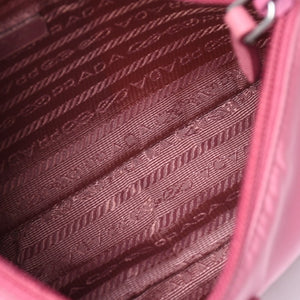 Very Good Condition PRADA Hobo One Shoulder Bag MV515 Triangle Logo Triangle Logo Plate Nylon Pink Used 4a000164