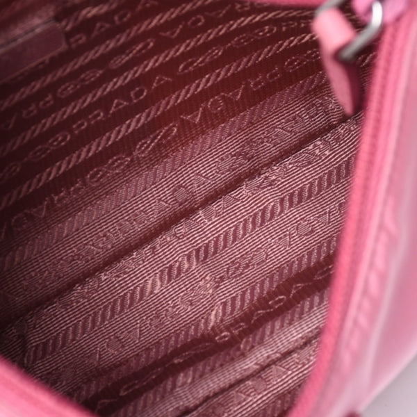 Very Good Condition PRADA Hobo One Shoulder Bag MV515 Triangle Logo Triangle Logo Plate Nylon Pink Used 4a000164