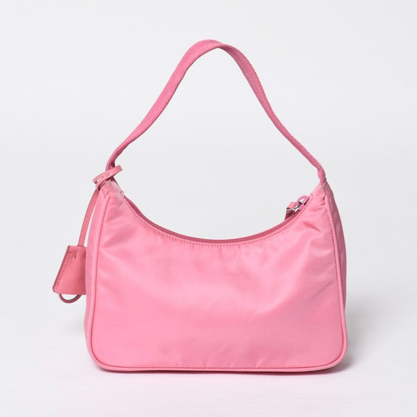 Very Good Condition PRADA Hobo One Shoulder Bag MV515 Triangle Logo Triangle Logo Plate Nylon Pink Used 4a000164