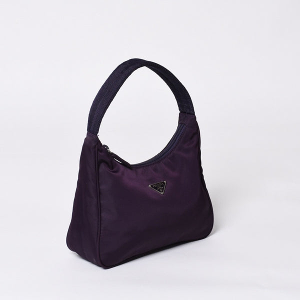 Very good condition PRADA Hobo One Shoulder Bag MV515 Triangle Logo Triangle Logo Plate Nylon Purple Used 4a000164