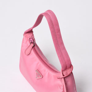 Very Good Condition PRADA Hobo One Shoulder Bag MV515 Triangle Logo Triangle Logo Plate Nylon Pink Used 4a000164