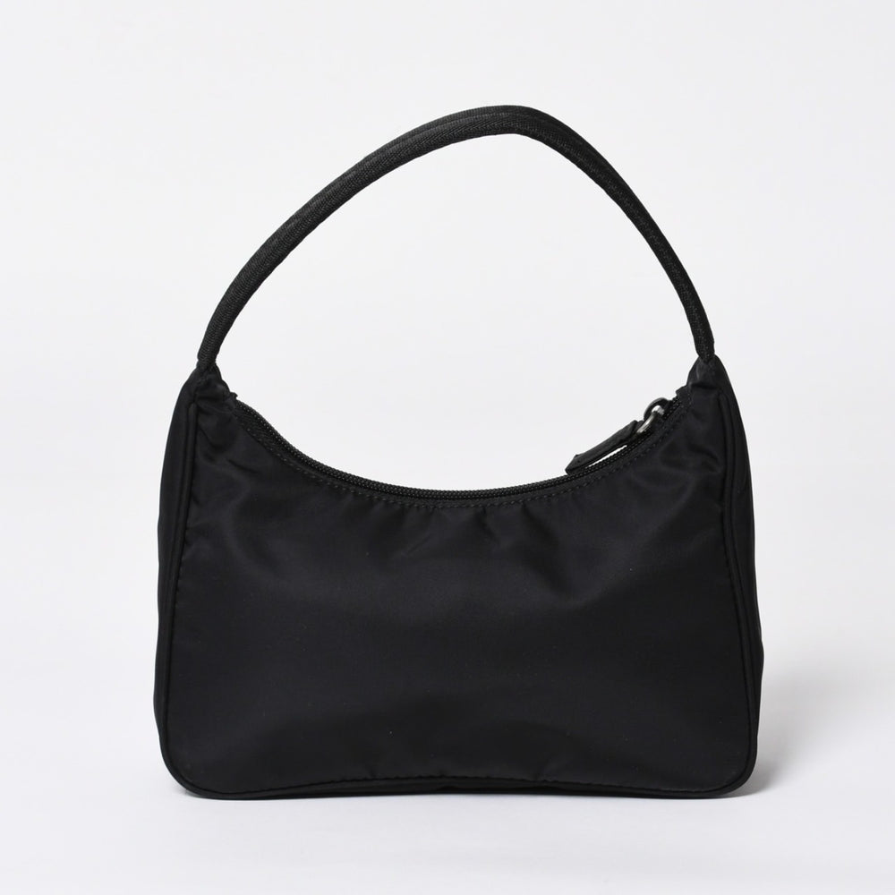 極美品 PRADA プラダ ホーボー ワンショルダーバッグ MV515 トライアングルロゴ 三角ロゴプレート ナイロン ブラック 中古 4a000145