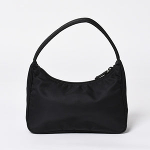 極美品 PRADA プラダ ホーボー ワンショルダーバッグ MV515 トライアングルロゴ 三角ロゴプレート ナイロン ブラック 中古 4a000145