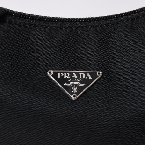 極美品 PRADA プラダ ホーボー ワンショルダーバッグ MV515 トライアングルロゴ 三角ロゴプレート ナイロン ブラック 中古 4a000145