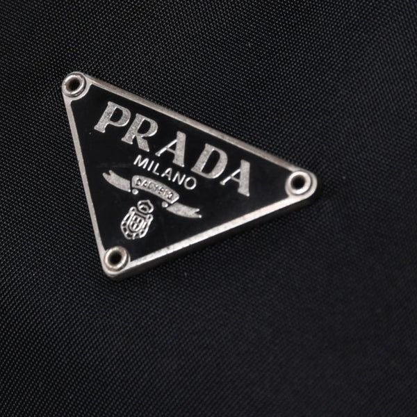 極美品 PRADA プラダ ホーボー ワンショルダーバッグ MV515 トライアングルロゴ 三角ロゴプレート ナイロン ブラック 中古 4a000145