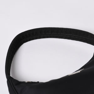 極美品 PRADA プラダ ホーボー ワンショルダーバッグ MV515 トライアングルロゴ 三角ロゴプレート ナイロン ブラック 中古 4a000145