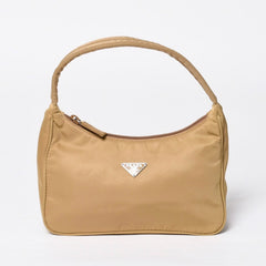 Very Good Condition PRADA Hobo One Shoulder Bag MV515 Triangle Logo Triangle Logo Plate Nylon Beige Used 4a000163