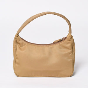 Very Good Condition PRADA Hobo One Shoulder Bag MV515 Triangle Logo Triangle Logo Plate Nylon Beige Used 4a000163