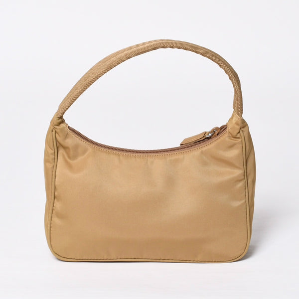 Very Good Condition PRADA Hobo One Shoulder Bag MV515 Triangle Logo Triangle Logo Plate Nylon Beige Used 4a000163