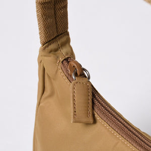 Very Good Condition PRADA Hobo One Shoulder Bag MV515 Triangle Logo Triangle Logo Plate Nylon Beige Used 4a000163