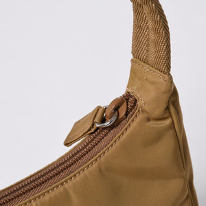 Very Good Condition PRADA Hobo One Shoulder Bag MV515 Triangle Logo Triangle Logo Plate Nylon Beige Used 4a000163