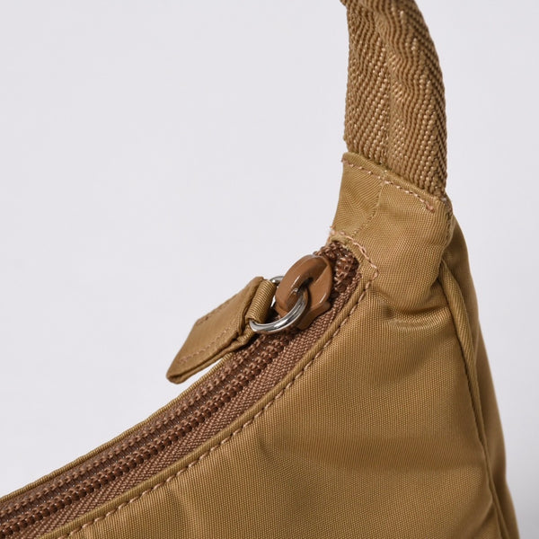 Very Good Condition PRADA Hobo One Shoulder Bag MV515 Triangle Logo Triangle Logo Plate Nylon Beige Used 4a000163