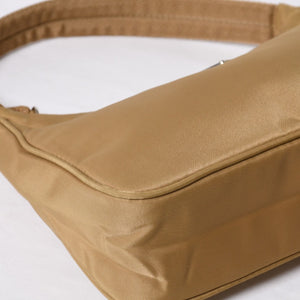 Very Good Condition PRADA Hobo One Shoulder Bag MV515 Triangle Logo Triangle Logo Plate Nylon Beige Used 4a000163