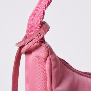 Very Good Condition PRADA Hobo One Shoulder Bag MV515 Triangle Logo Triangle Logo Plate Nylon Pink Used 4a000164