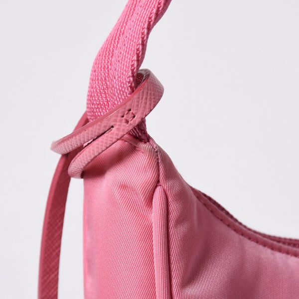 Very Good Condition PRADA Hobo One Shoulder Bag MV515 Triangle Logo Triangle Logo Plate Nylon Pink Used 4a000164