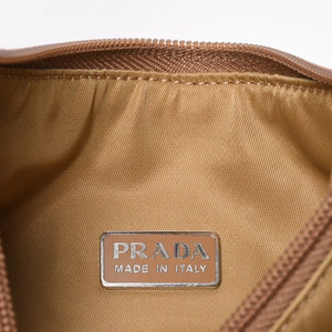 Very Good Condition PRADA Hobo One Shoulder Bag MV515 Triangle Logo Triangle Logo Plate Nylon Beige Used 4a000163