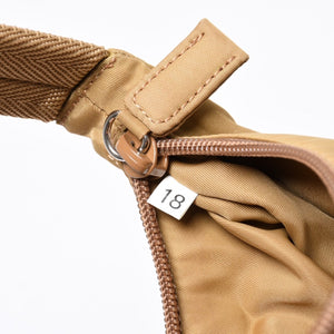 Very Good Condition PRADA Hobo One Shoulder Bag MV515 Triangle Logo Triangle Logo Plate Nylon Beige Used 4a000163